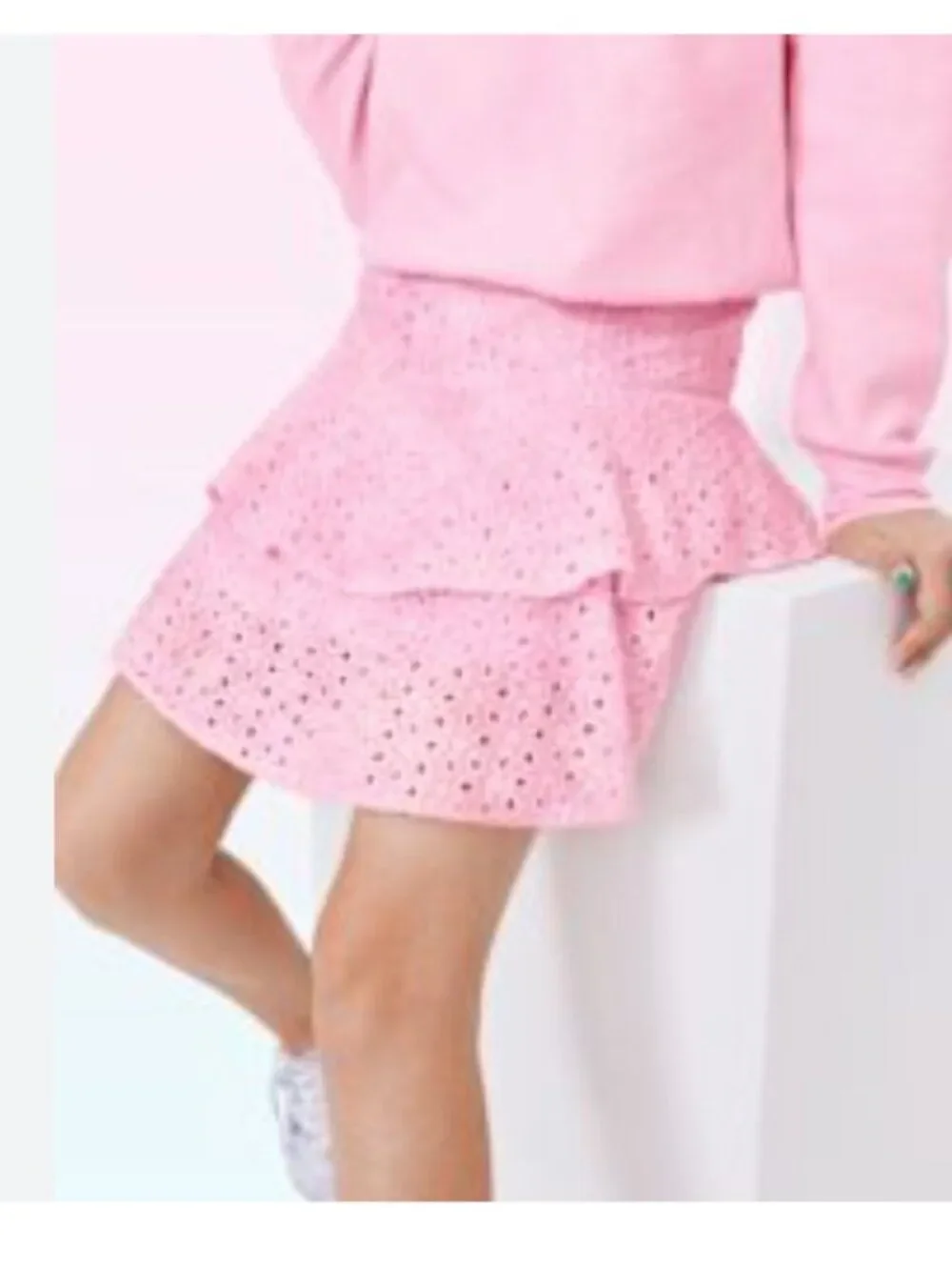 Sugar & Jade Pink Eyelet Tiered Skirt – Tween Girls - Size L